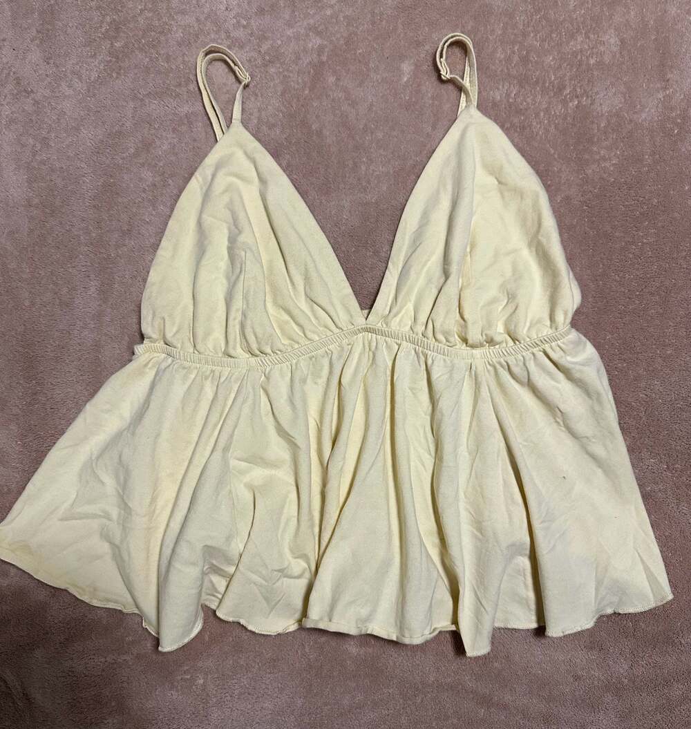 Wild Fable Yellow Plunging V-Neck Peplum Cami Top Size XL
